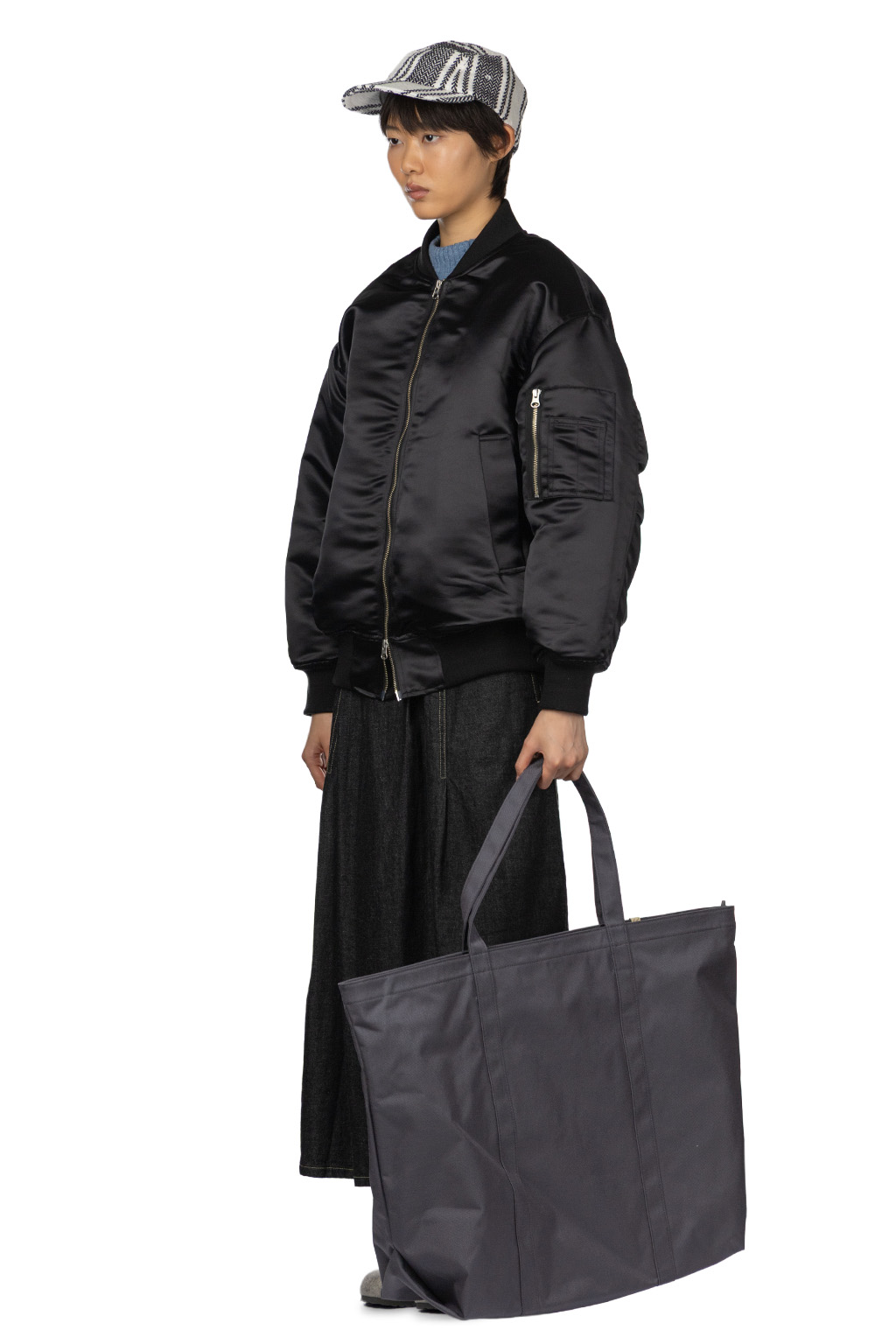 Manon - Heavy Satin Flight Jacket - Black